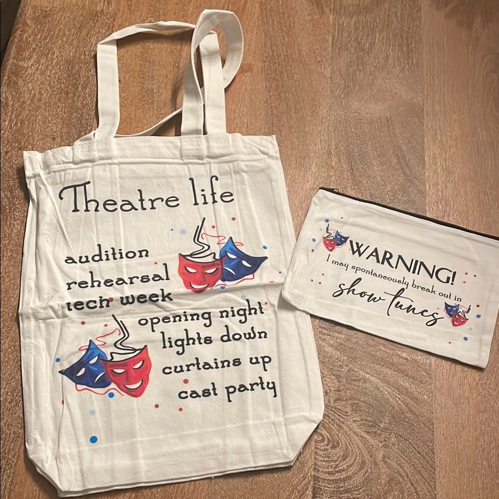 Cute Theatre Life Tote and Pouch Canvas Bag Set 🎭